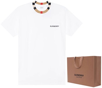 Burberry Kemeja-T Leher Bulat Putih dengan Logo Sulaman. 80695391 Shop Burberry Kemeja-T Leher Bulat Putih dengan Logo Sulaman. 80695391