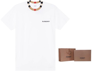 Burberry Kemeja-T Leher Bulat Putih dengan Logo Sulaman. 80695391 Purchase Burberry Kemeja-T Leher Bulat Putih dengan Logo Sulaman. 80695391