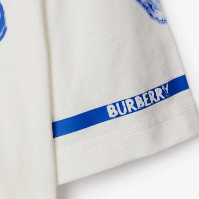 バーバリー ホワイト フローラルロゴプリント コットン クルーネックTシャツ 80813941 Cheap バーバリー ホワイト フローラルロゴプリント コットン クルーネックTシャツ 80813941