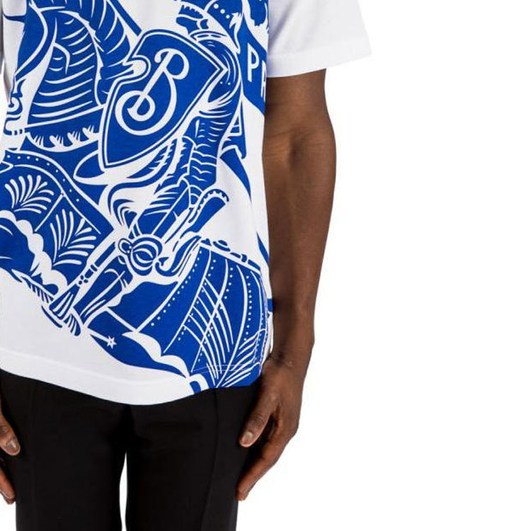 Sizing Burberry Baju-T Lengan Pendek Putih Cetakan Grafik Crewneck. 80778891