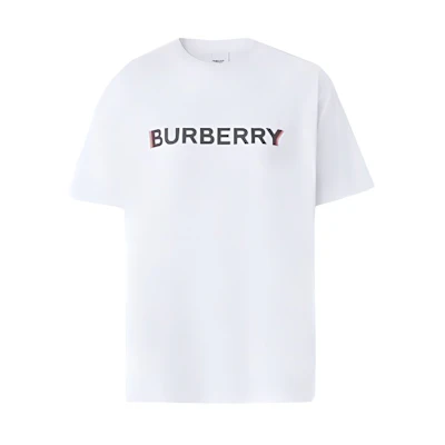 Burberry White Letter Print Crewneck T-Shirt 80781201