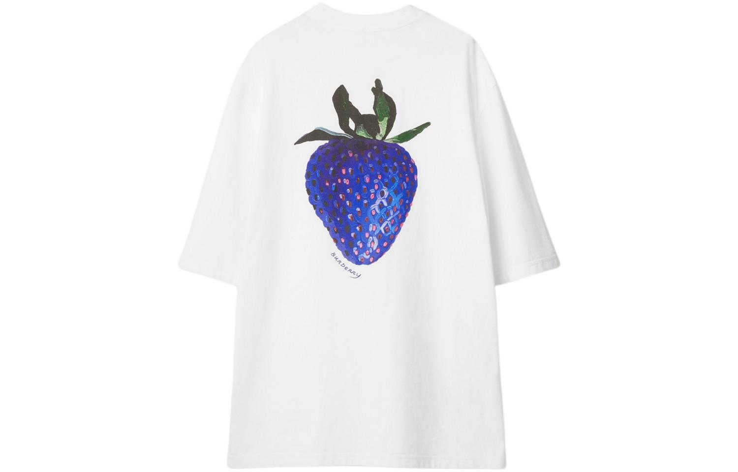 Burberry  White Logo Strawberry Print Crewneck T-Shirt. 80891001