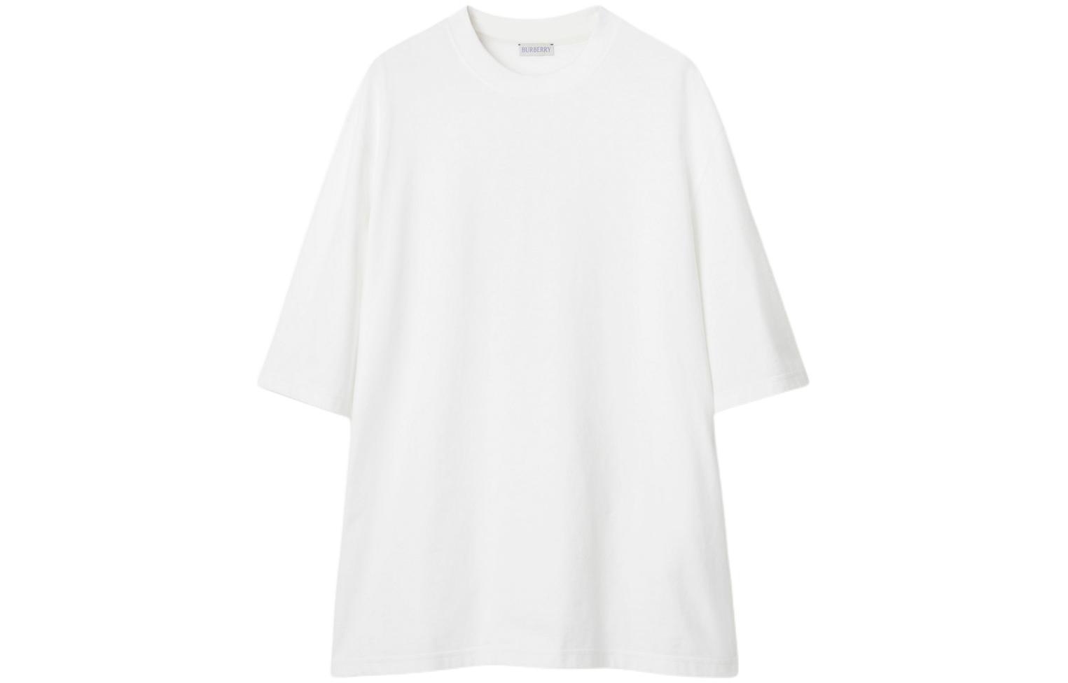 Lookbook 버버리 화이트 로고 스트로베리 프린트 크루넥 티셔츠. 80891001