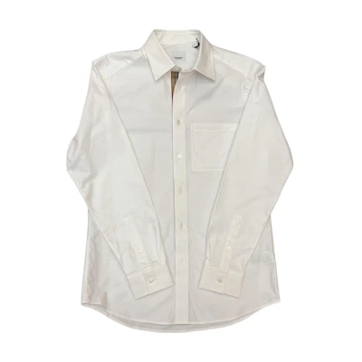 Burberry White Long Sleeve Shirt with Solid Logo and Single Button. 80842851