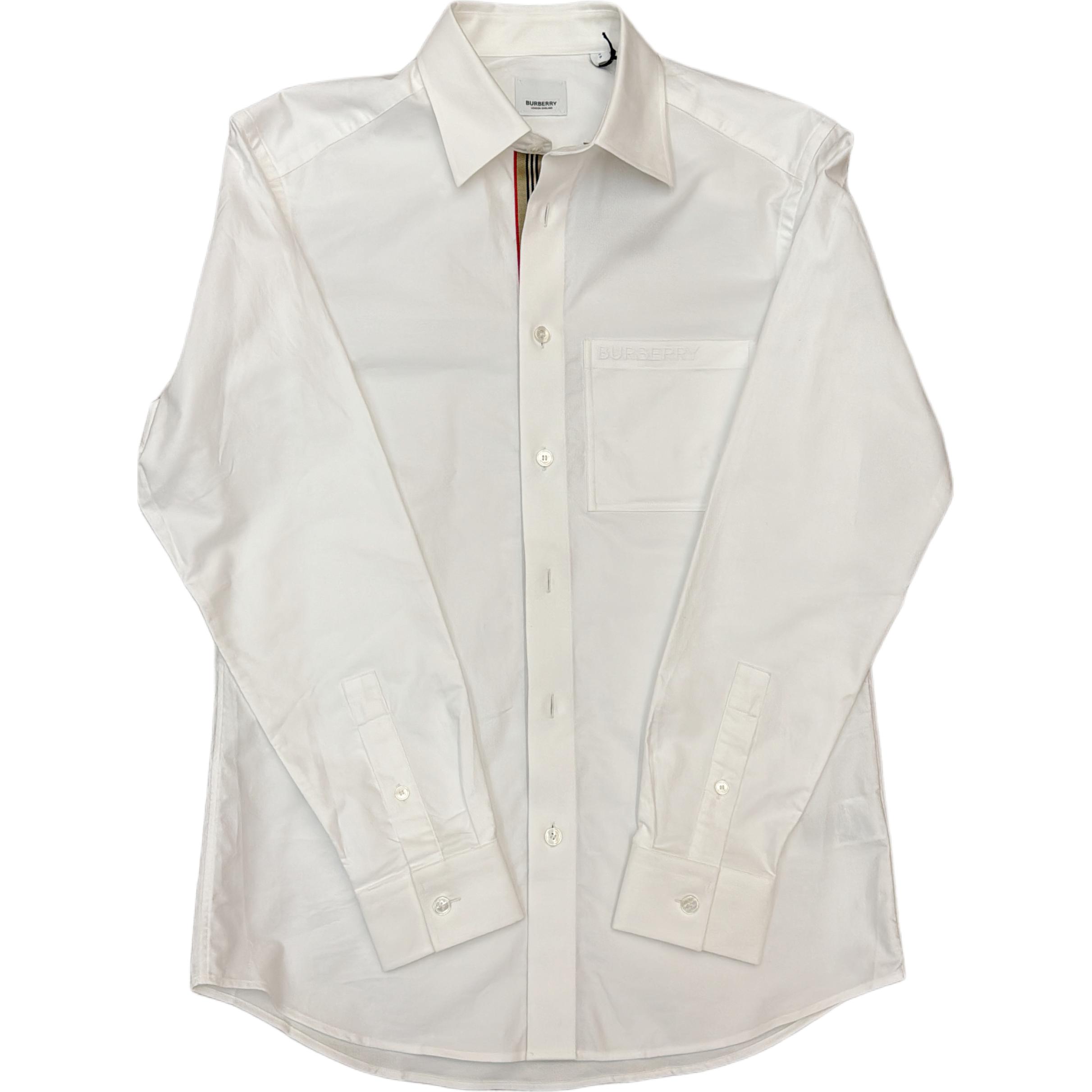 Burberry  White Long Sleeve Shirt with Solid Logo and Single Button. 80842851 圖 2