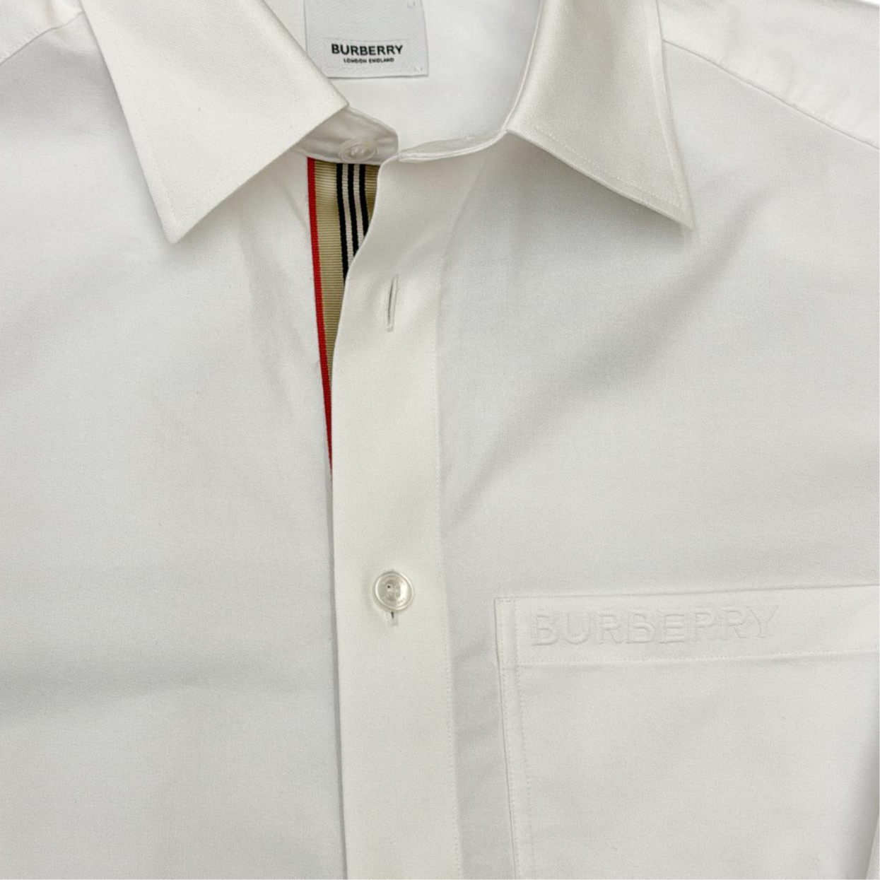 Burberry  White Long Sleeve Shirt with Solid Logo and Single Button. 80842851 圖 4