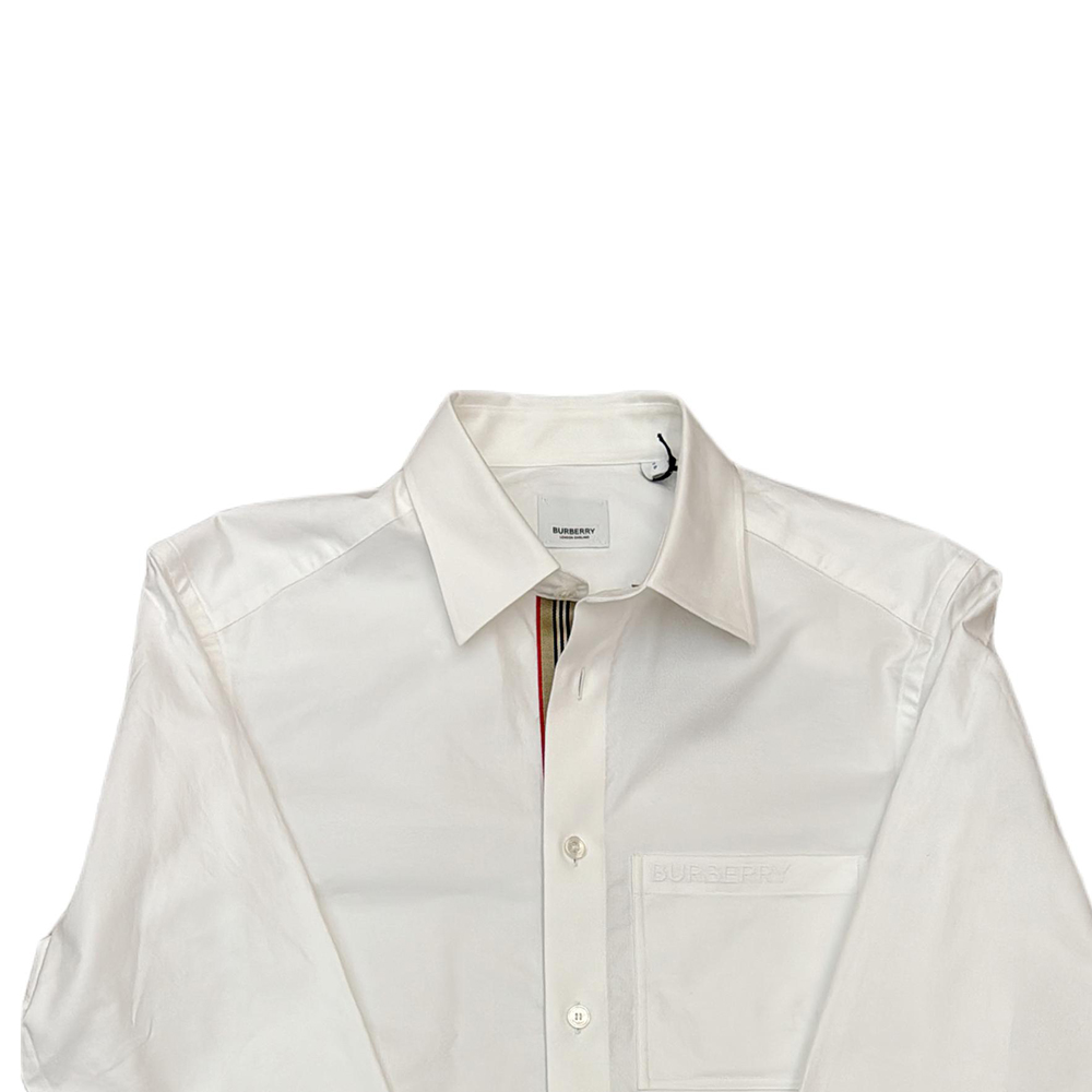 Burberry  White Long Sleeve Shirt with Solid Logo and Single Button. 80842851 圖 5