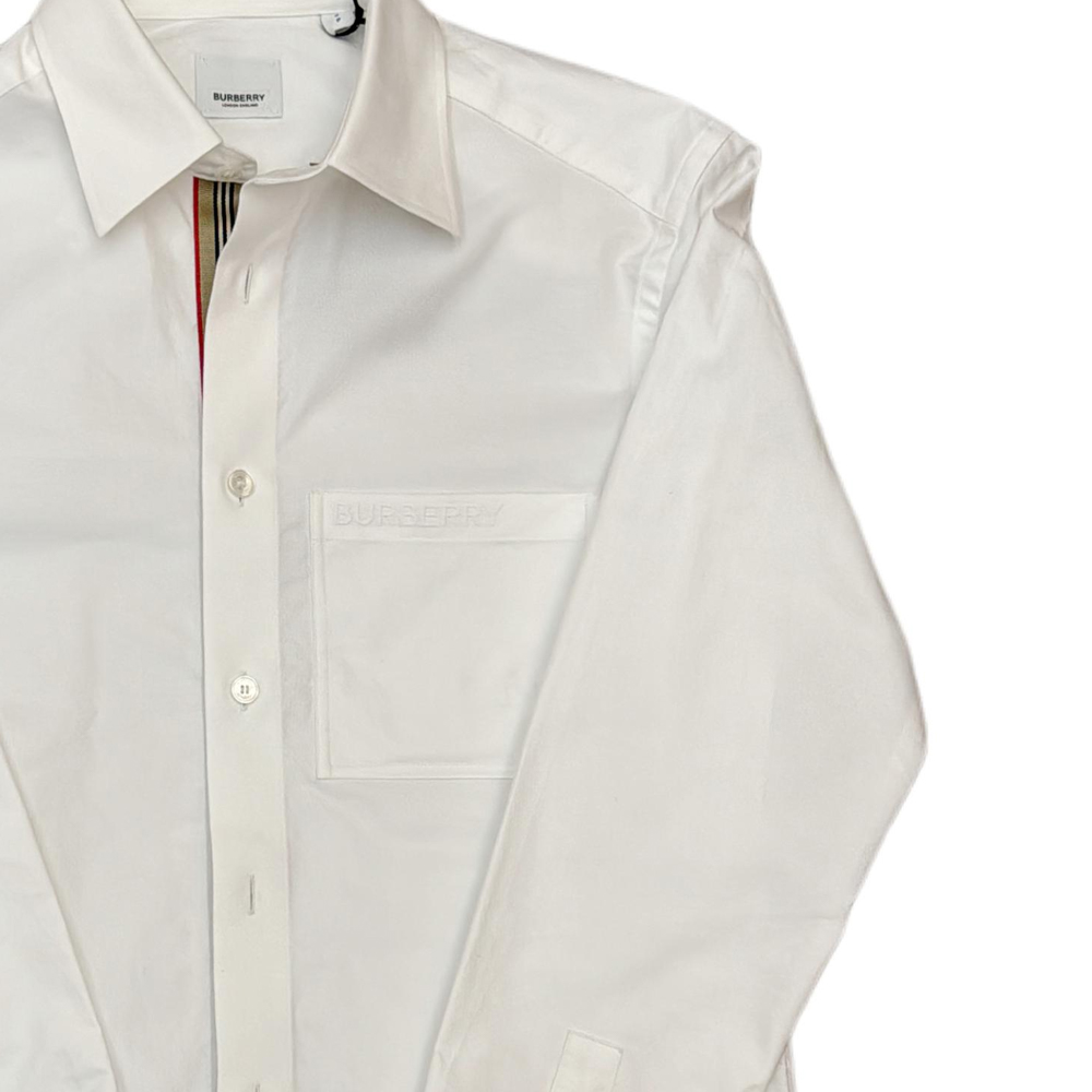 Burberry  White Long Sleeve Shirt with Solid Logo and Single Button. 80842851 圖 7