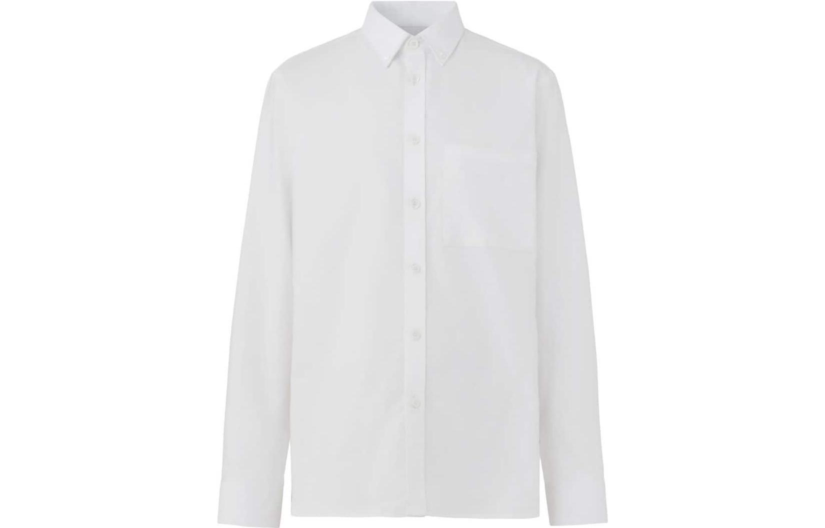 Burberry  White Plain Long Sleeve Shirt with Embroidered Logo. 80557791 圖 2