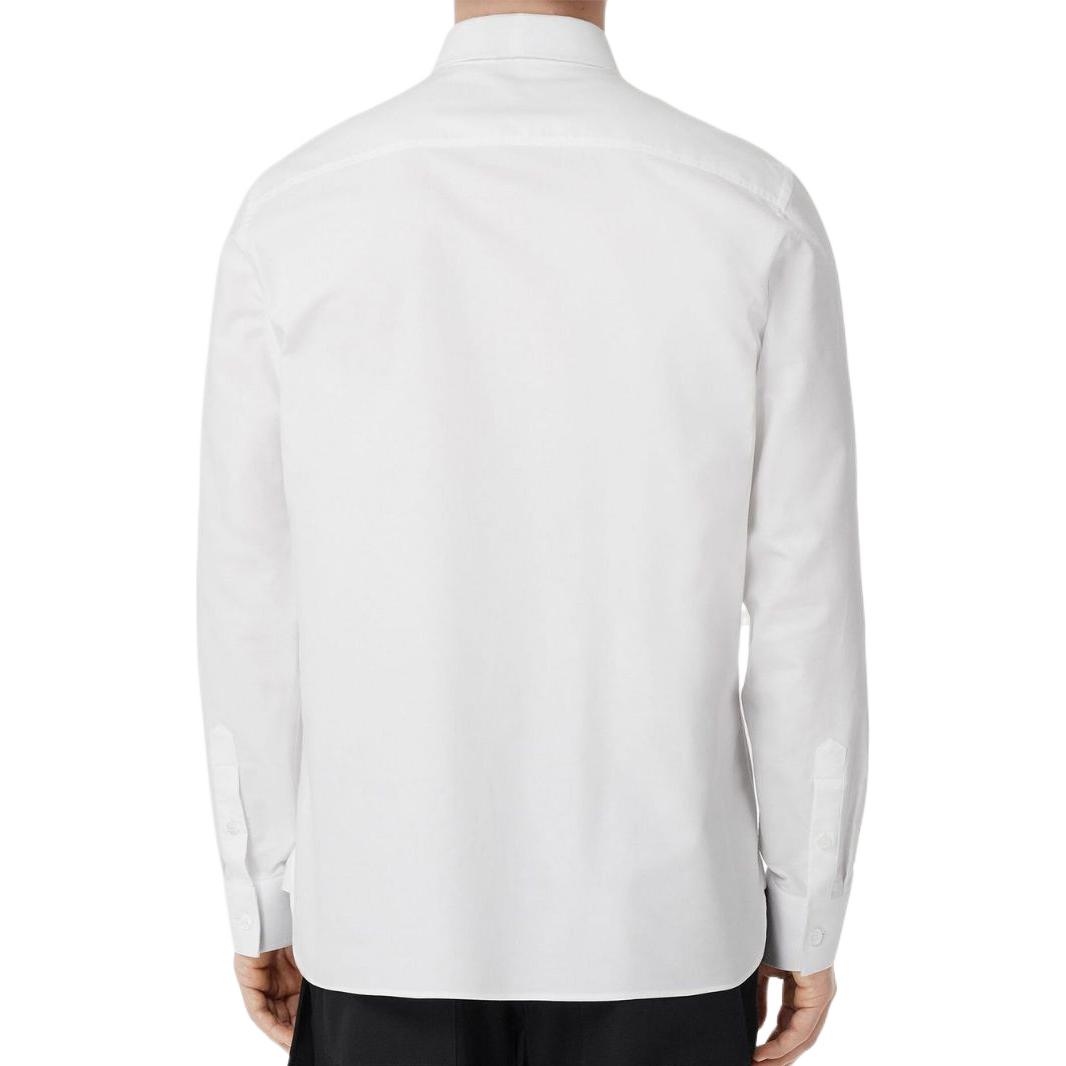 Burberry  White Plain Long Sleeve Shirt with Embroidered Logo. 80557791 圖 4