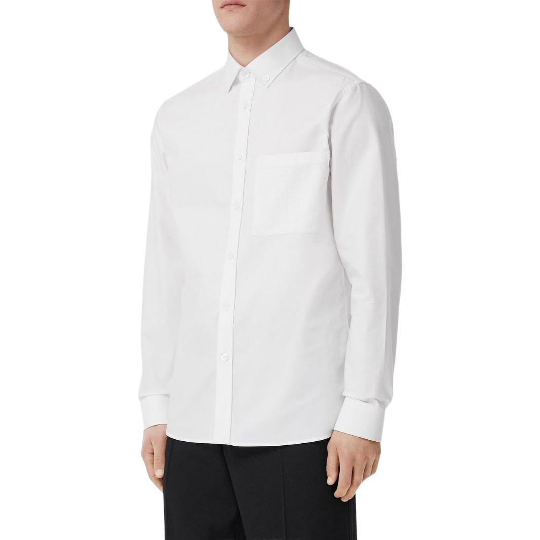 Burberry  White Plain Long Sleeve Shirt with Embroidered Logo. 80557791 圖 5