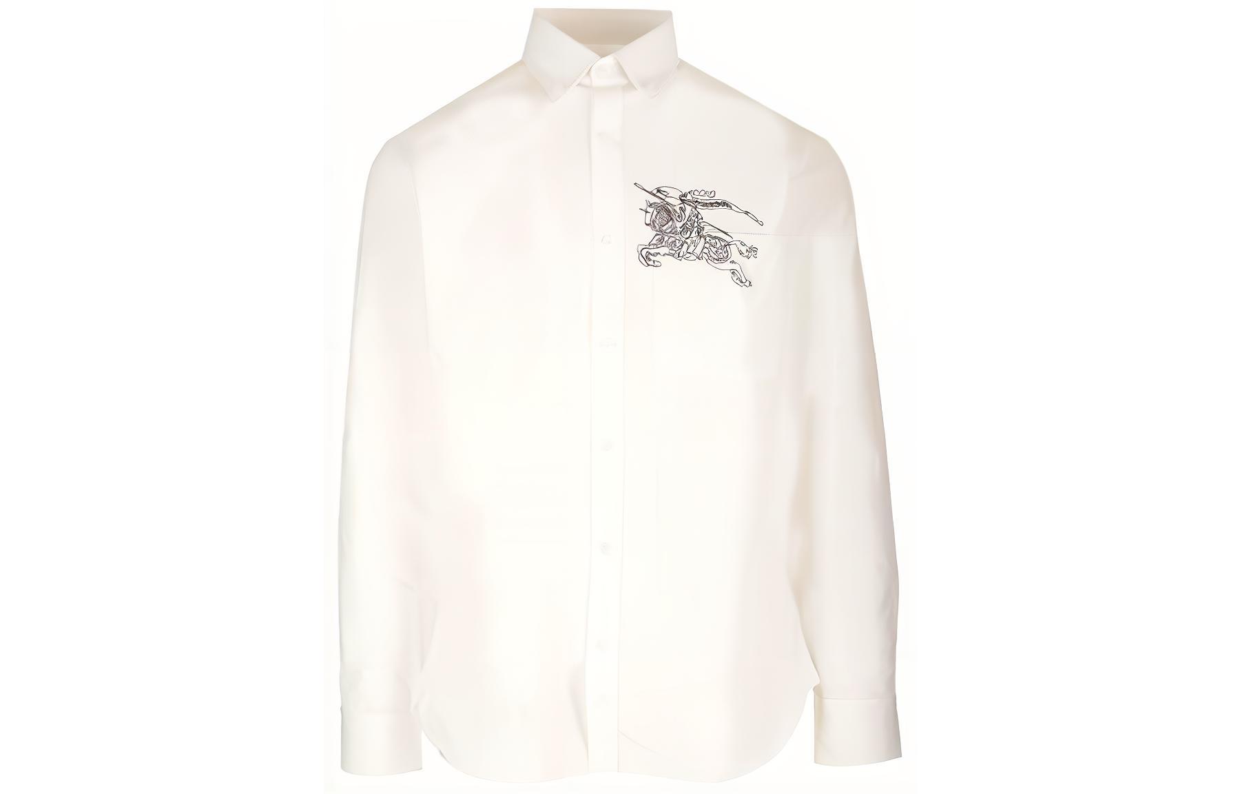 Burberry  White Printed Long-Sleeve Single-Breasted Shirt. 80705021