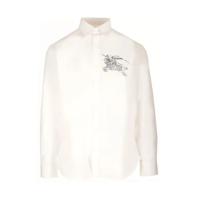 Burberry White Printed Long-Sleeve Single-Breasted Shirt. 80705021