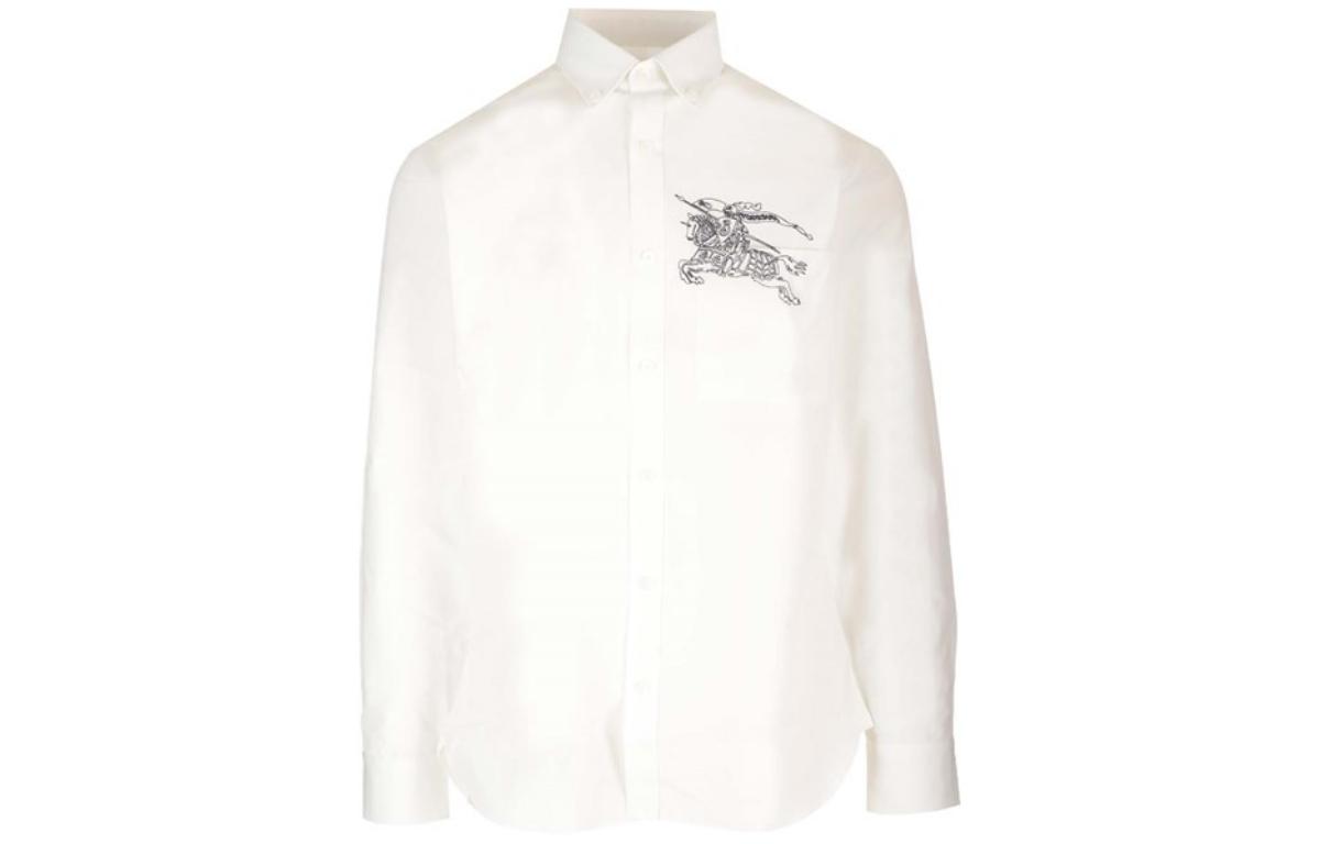 Order Burberry Kemeja Putih Printed Lengan Panjang Single-Breasted. 80705021