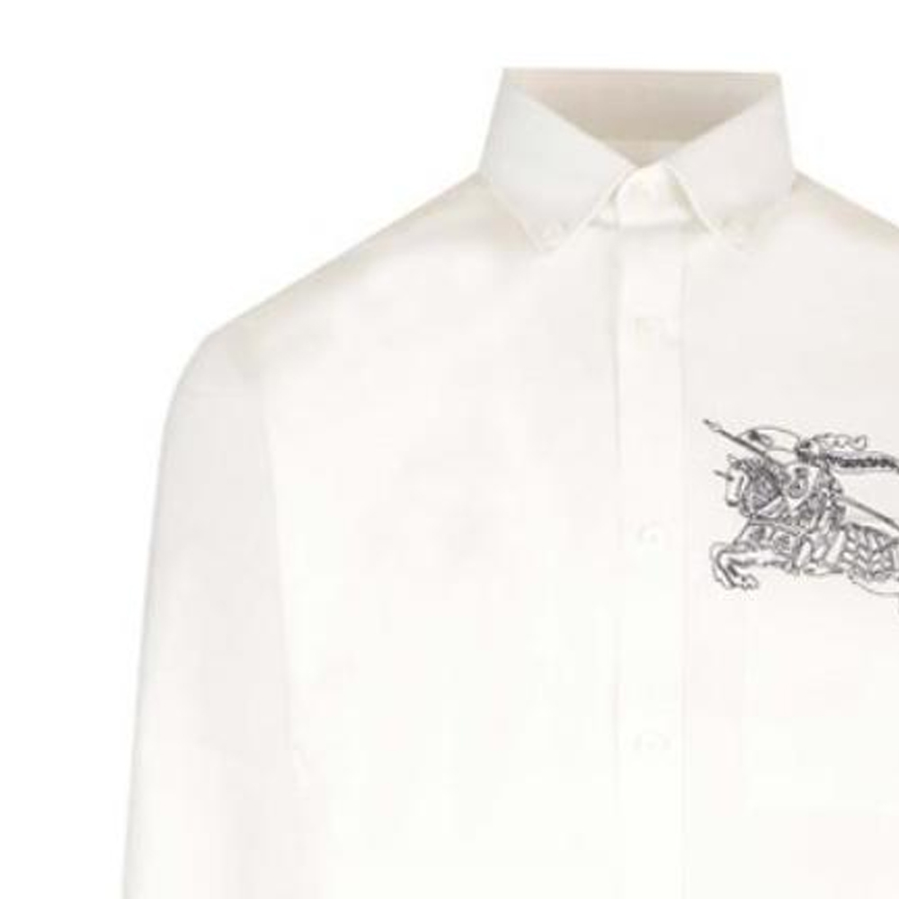 Shop Burberry Kemeja Putih Printed Lengan Panjang Single-Breasted. 80705021