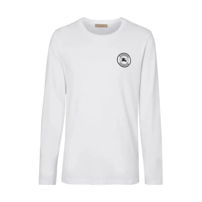 Burberry White Ribbed Crewneck Long Sleeve T-Shirt. 80042561