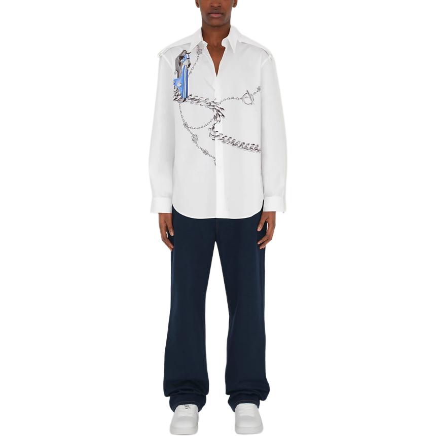 Purchase Burberry  White Shirt with Hand-Drawn Print and Pointed Collar. 80890701