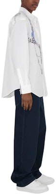 Burberry White Shirt with Hand-Drawn Print and Pointed Collar. 80890701 Sizing Burberry White Shirt with Hand-Drawn Print and Pointed Collar. 80890701