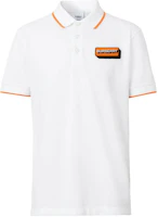 Burberry White Short-Sleeve Polo Shirt with Logo Letter Applique. 80574871 Burberry White Short-Sleeve Polo Shirt with Logo Letter Applique. 80574871