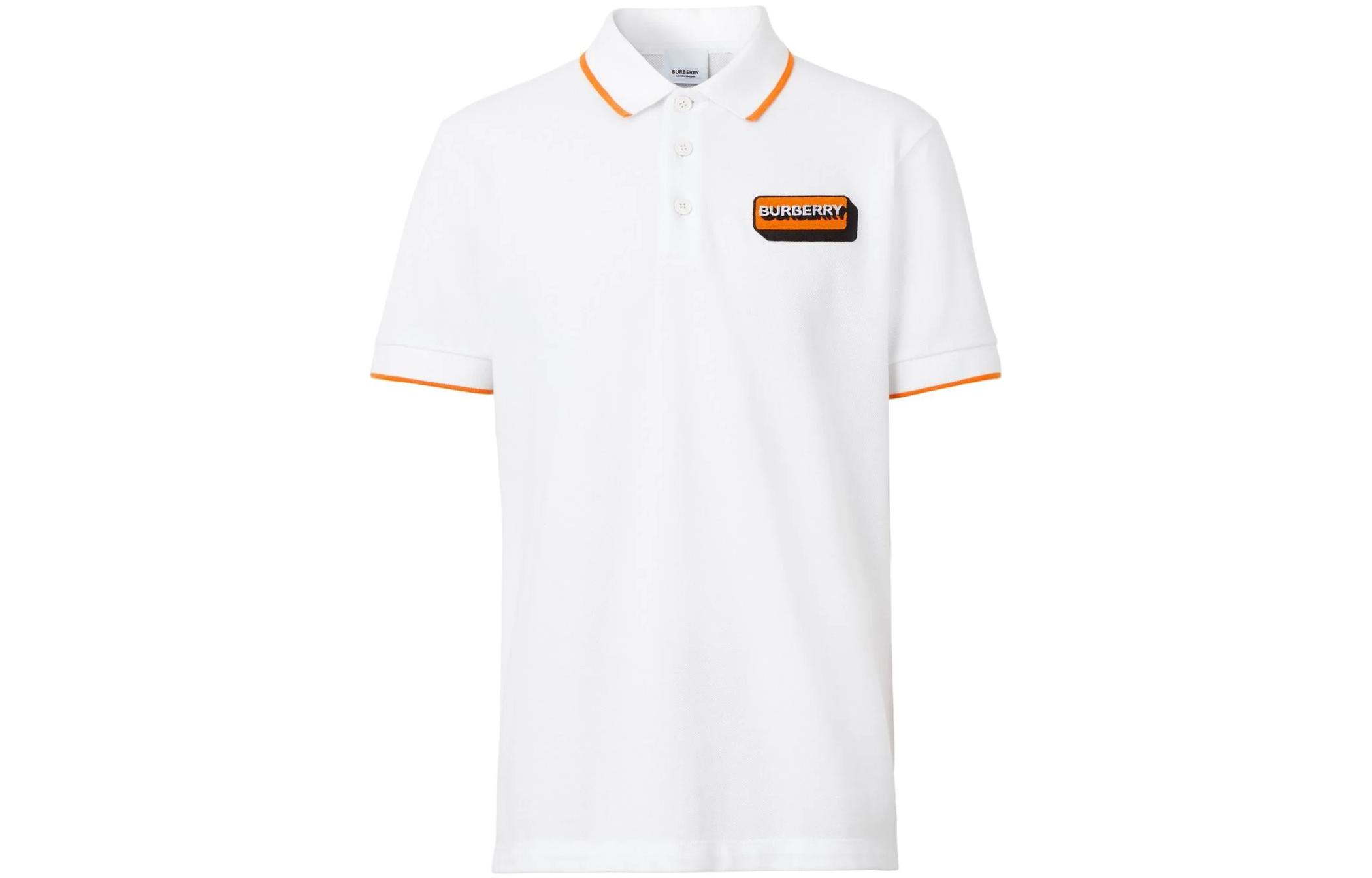 Burberry  White Short-Sleeve Polo Shirt with Logo Letter Applique. 80574871 圖 2