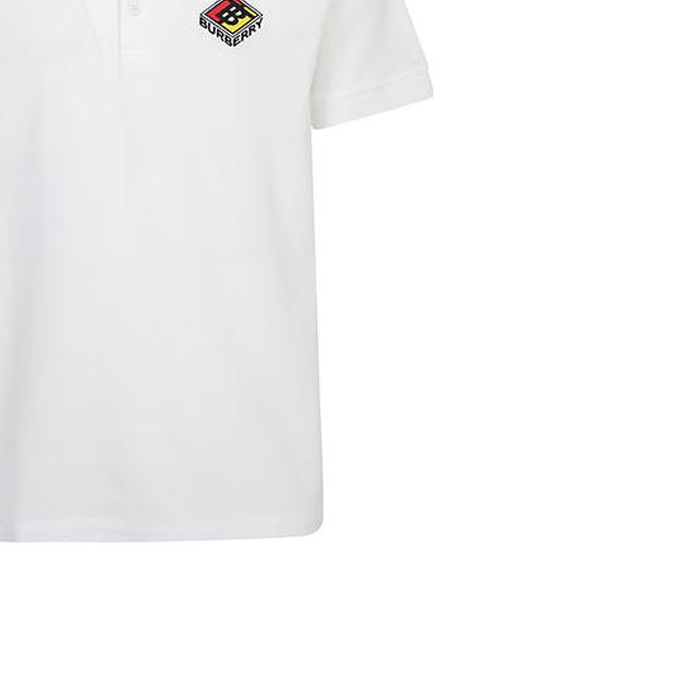 Burberry  White Short-Sleeve Polo Shirt with Striped Trim. 80218341 圖 6