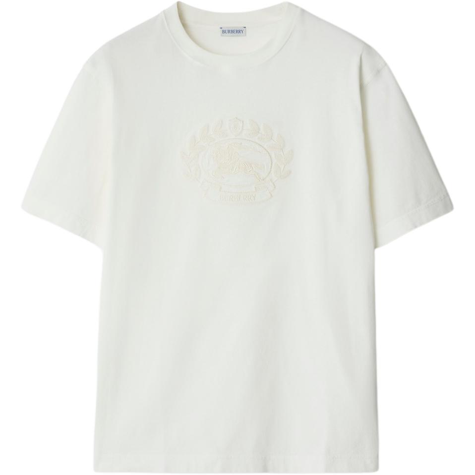 Burberry  White Short-Sleeve T-Shirt with Logo & Equestrian Knight Design 80951051