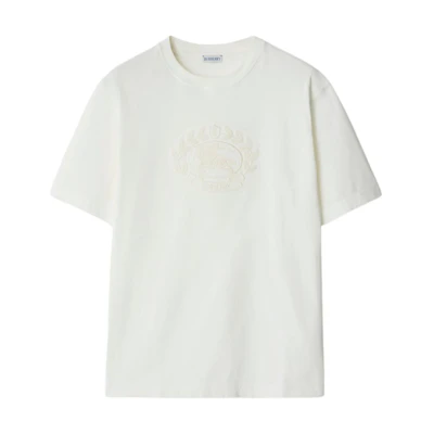 Burberry White Short-Sleeve T-Shirt with Logo & Equestrian Knight Design 80951051