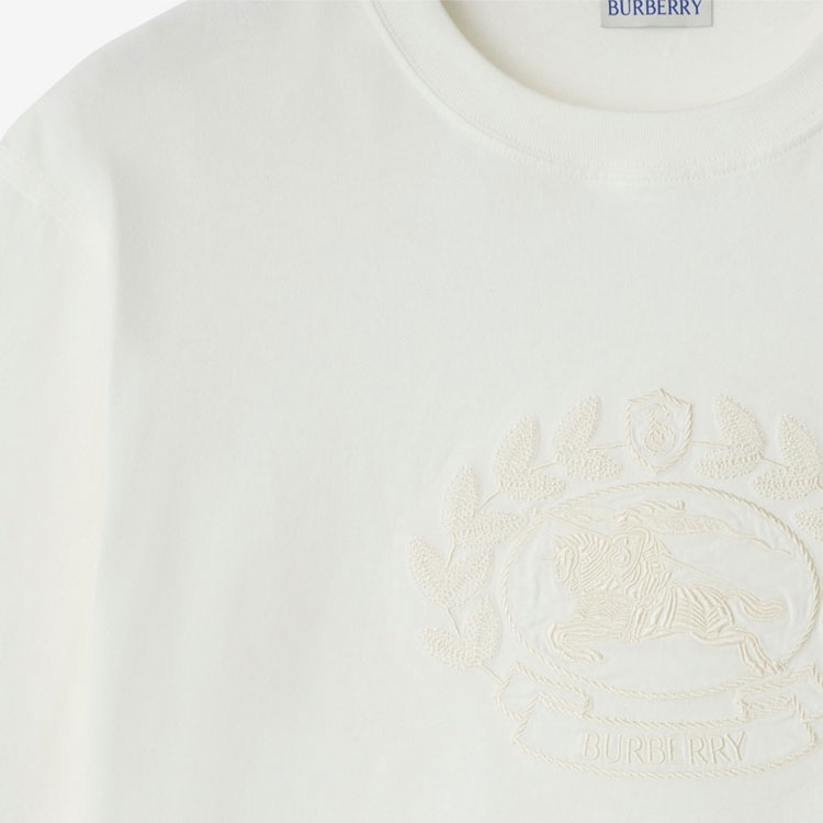 Burberry  White Short-Sleeve T-Shirt with Logo & Equestrian Knight Design 80951051 圖 6