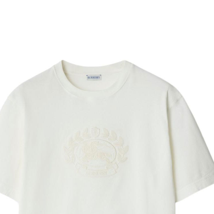 Burberry  White Short-Sleeve T-Shirt with Logo & Equestrian Knight Design 80951051 圖 7