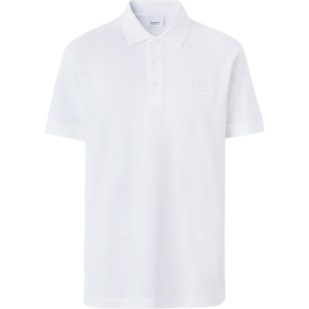 Burberry  White Short Sleeve Polo Shirt with Letter Pattern Print. 80530261