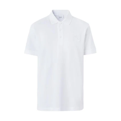 Burberry White Short Sleeve Polo Shirt with Letter Pattern Print. 80530261
