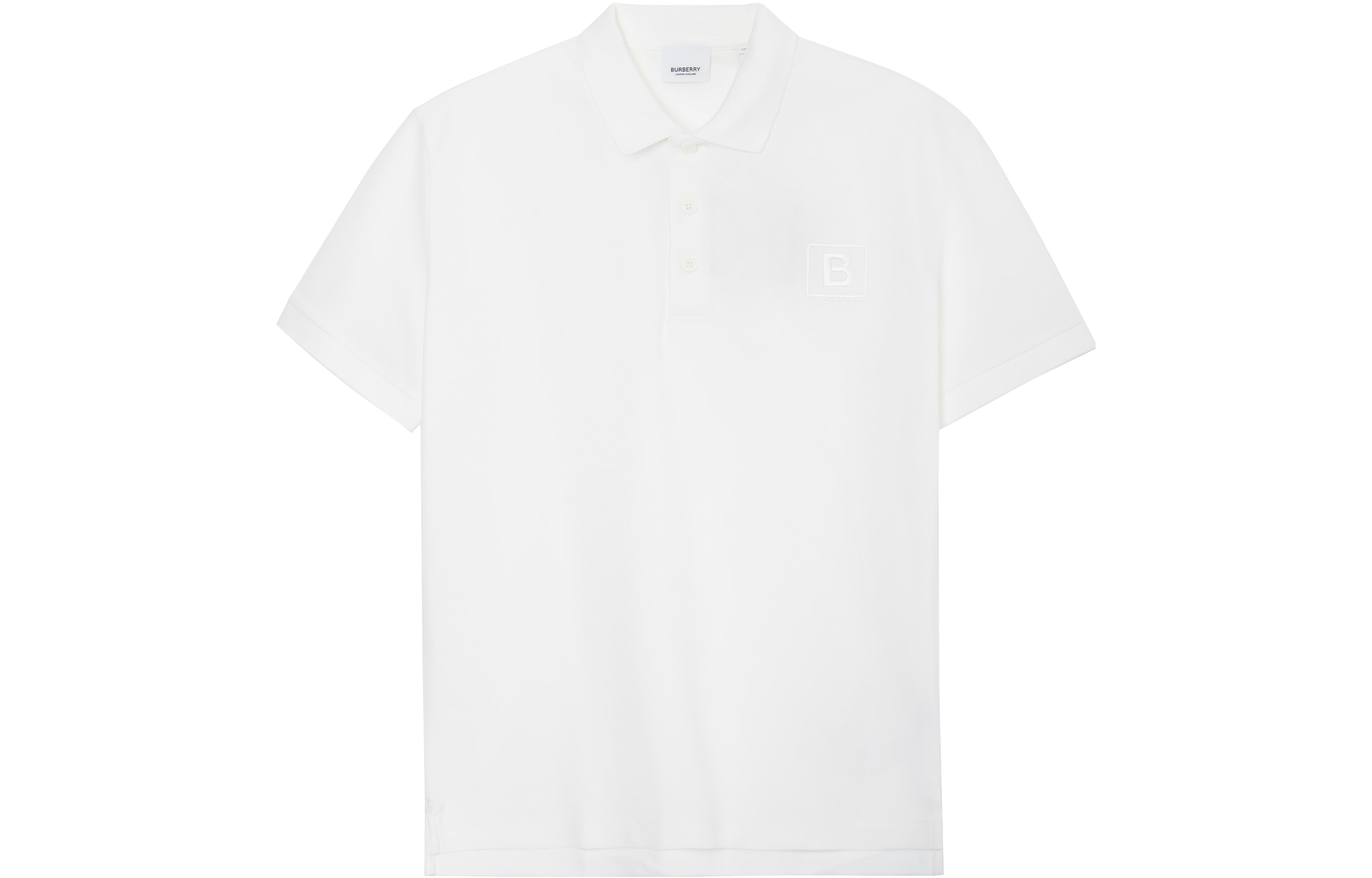 Burberry  White Short Sleeve Polo Shirt with Letter Pattern Print. 80530261 圖 2
