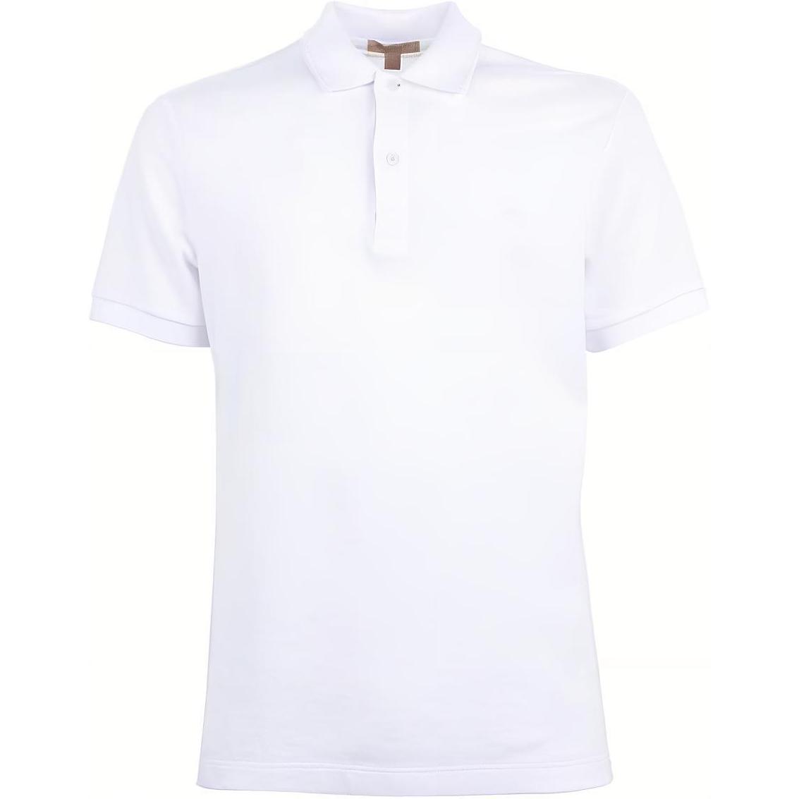 Buy Burberry  White Short Sleeve Solid Color Polo Shirt with Button Collar. 39559941