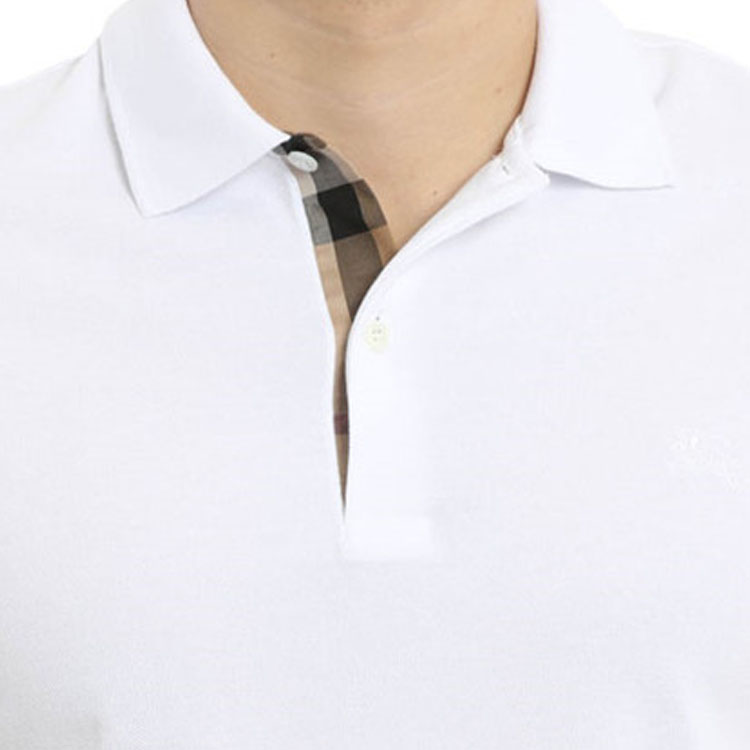 Shop Burberry  White Short Sleeve Solid Color Polo Shirt with Button Collar. 39559941