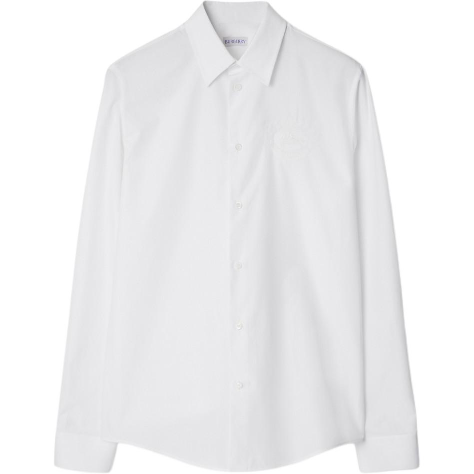 Burberry  White Solid Color Point Collar Long Sleeve Shirt. 80953331