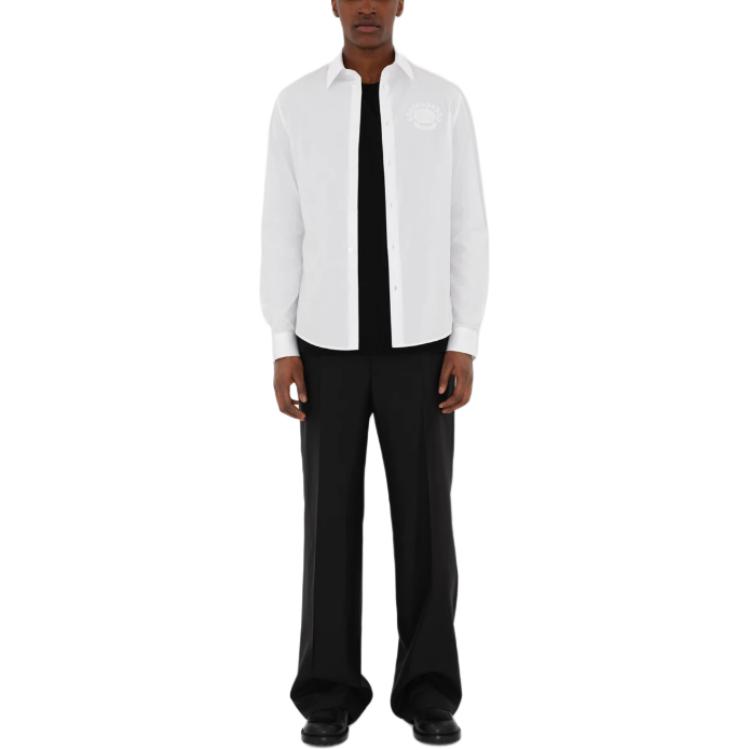 Shop Burberry 白色純色尖領長袖襯衫 80953331