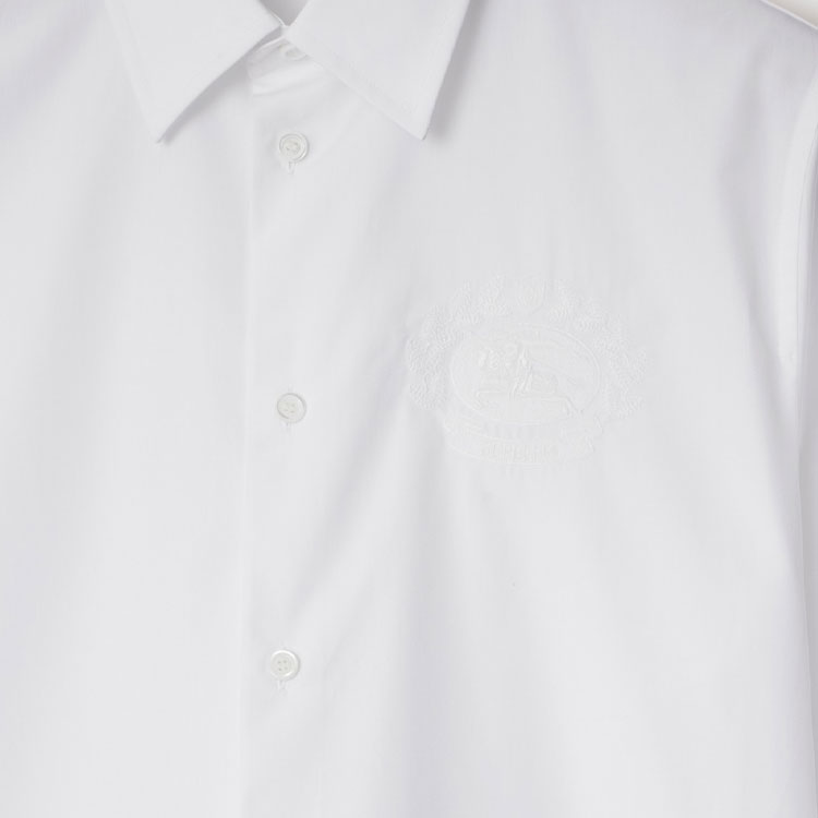 Cheap Burberry 白色純色尖領長袖襯衫 80953331