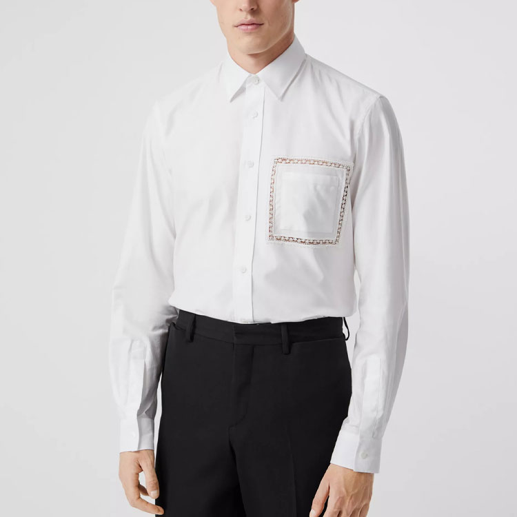 Burberry  White Solid Single-Breasted Long Sleeve Casual Shirt 45629761 圖 4