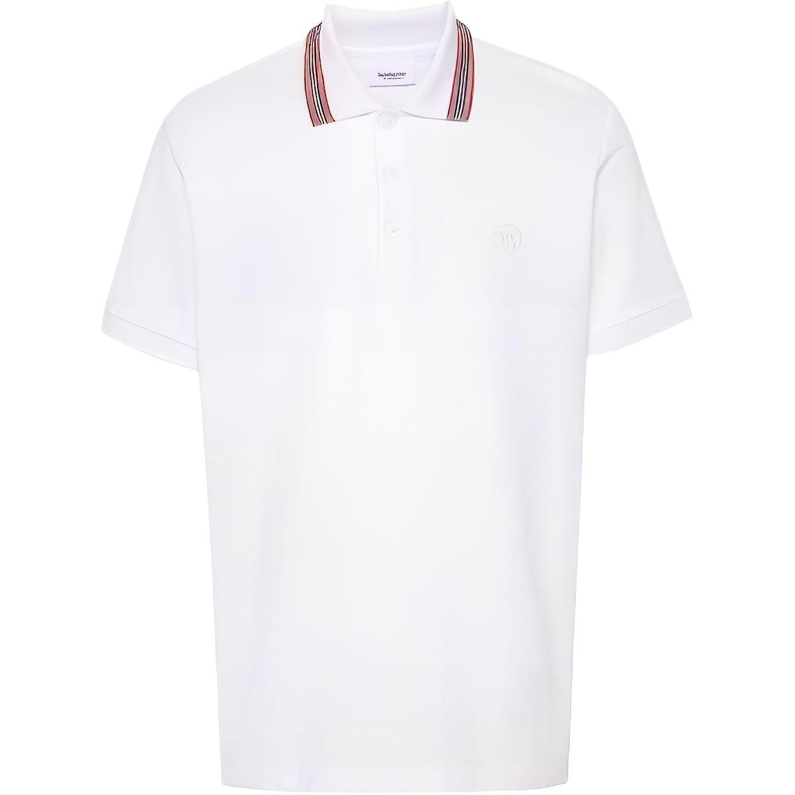Buy Burberry  White Striped Straight-Cut Short Sleeve Button Polo Shirt 80840181