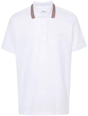 Burberry White Striped Straight-Cut Short Sleeve Button Polo Shirt 80840181 Order Burberry White Striped Straight-Cut Short Sleeve Button Polo Shirt 80840181