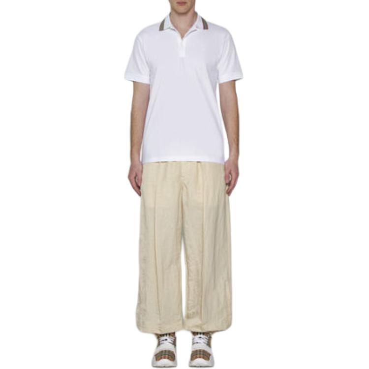 Lookbook Burberry  White Striped Straight-Cut Short Sleeve Button Polo Shirt 80840181