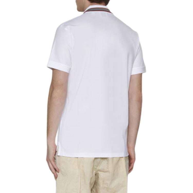 Purchase Burberry  White Striped Straight-Cut Short Sleeve Button Polo Shirt 80840181