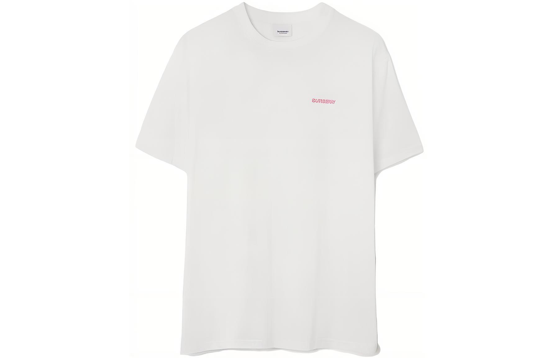 Burberry  White T-Shirt with Oak Leaf Logo and Letter Print. 80715961