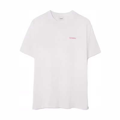 Burberry White T-Shirt with Oak Leaf Logo and Letter Print. 80715961
