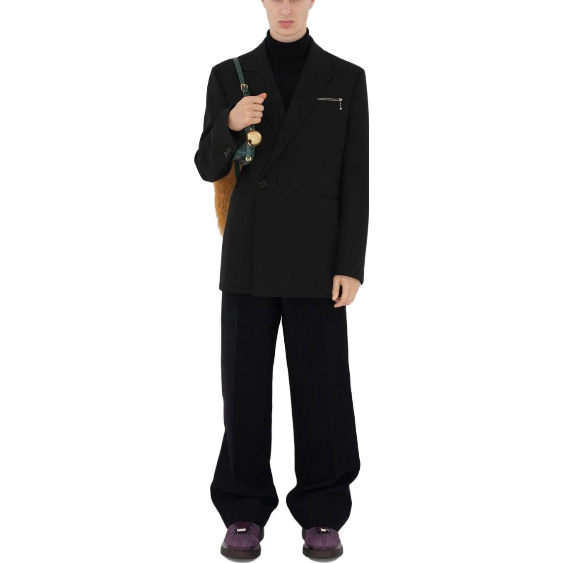 Burberry  Wool Blend Tailored V-Neck Jacket in Black. 80764961 圖 4