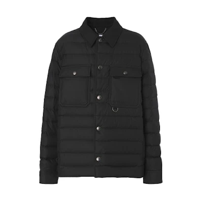 Burberry Wool Collar Down Jacket with Cotton Trim - Black 80469741