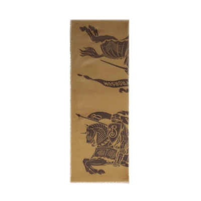 Burberry Wool Knit Scarf with Printed Design in Brown. 80990951