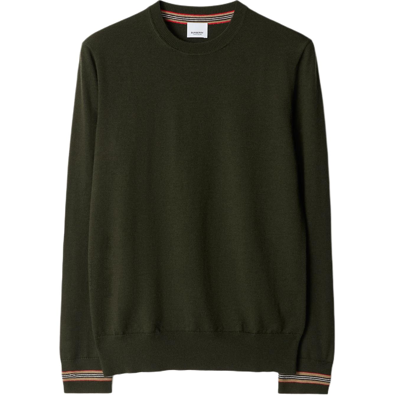 Burberry  Wool Striped Crewneck Sweater Dark Green. 80926251