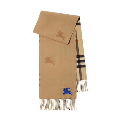 Burberry Yellow Cashmere Logo Embroidered Scarf. 80947101