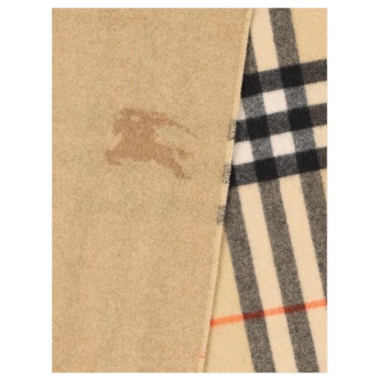 Shop Burberry  Yellow Cashmere Logo Embroidered Scarf. 80947101